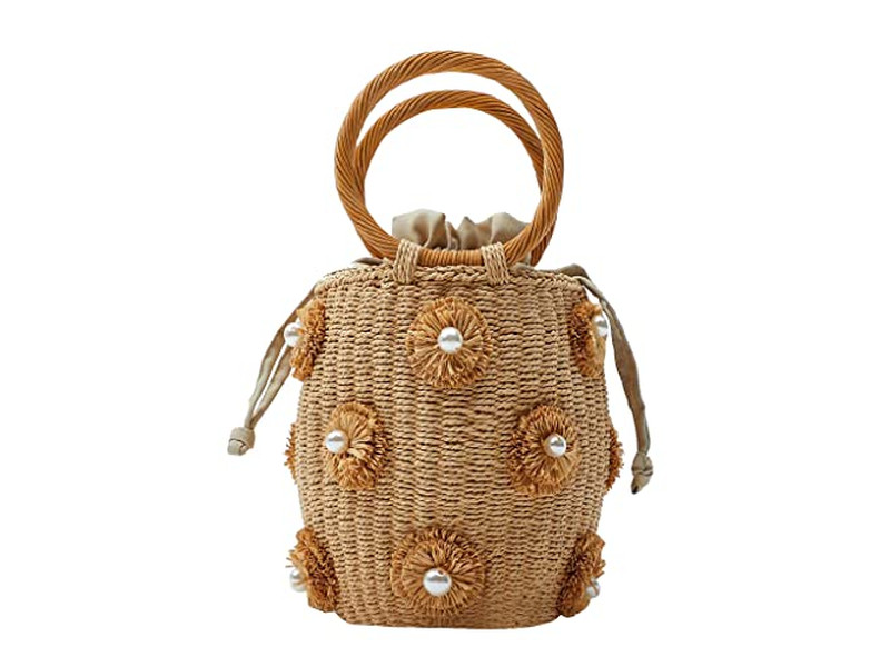 Bedruckte Strohtaschen Recycelte Tasche Seegras Einkaufen Kambodscha Hüte Set Material