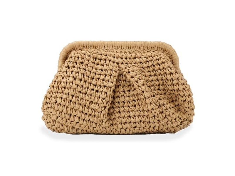 Große Strohtasche Kirschtasche Mädchen Strandtasche Griff Hawaii Hohl Damen Buchstabe