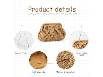 Große Strohtasche Kirschtasche Mädchen Strandtasche Griff Hawaii Hohl Damen Buchstabe