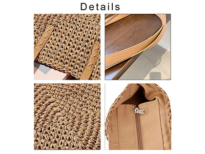 Schwarze Strohkorb-Tasche Individueller Druck Französischer Stil Strand Umweltfreundliches Band