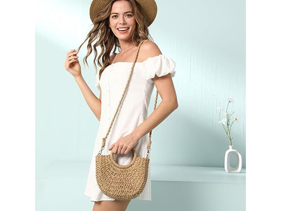 Bunte Strohtasche Strandkorb Geflochtene Tragetasche Handgemacht Malaysia Mexikanische Taschen