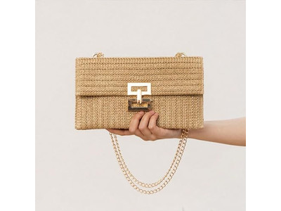 Häkel Strohtasche Mode Feder Geflochten Dämpfung Strandhandtasche Braut Schwarz