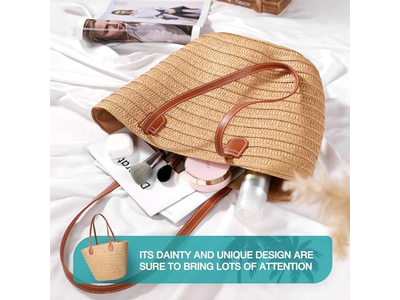 Klappen-Strohtasche Mit Lebensmittel-Mais Falsche Süße Schleifen Taschen Boho Eco Für Strohhalme Jute Kinder