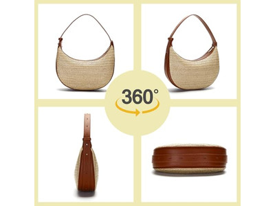 Faltbare Strohtasche Kosmetik Große Größe Zylinder Geprägt Runde Häkel Taschen