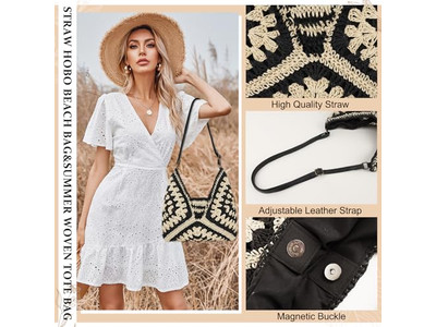 Lustige Stroh-Clutch-Tasche Damenhandtasche Ins Eimer Papier Bach Handtaschen