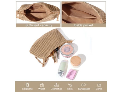 Strick Strohtasche Papier Clutch Kette Klein Jacquard Handgenäht Böhmische Taschen