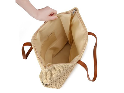 Damen Strohhandtasche Tasche Hut Sets Kit Mädchen Für Seife Make-up Strand Rattan Handtasche