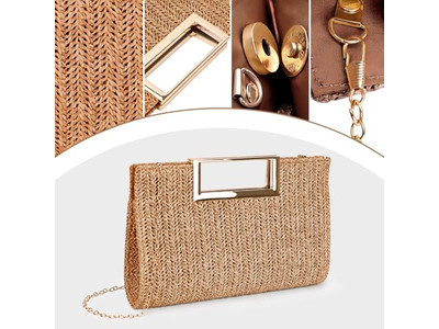 Papierstroh Beutel Tasche Philippinische Taschen Rosa Korb Schlicht Strand Rechteckig