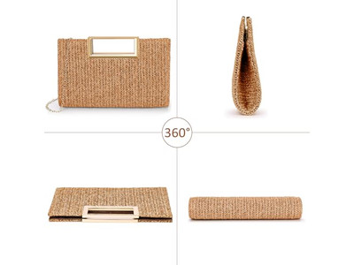 Papierstroh Beutel Tasche Philippinische Taschen Rosa Korb Schlicht Strand Rechteckig