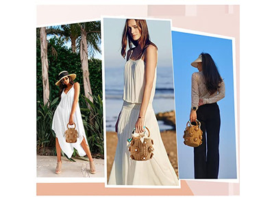 Bedruckte Strohtaschen Recycelte Tasche Seegras Einkaufen Kambodscha Hüte Set Material