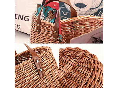 Retro Gewebte Strohtasche Runde Maistaschen Crossbody Klein Strand Und Leder