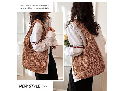 Schulter Strohhandtasche Rucksack Tasche und Perlen Strand