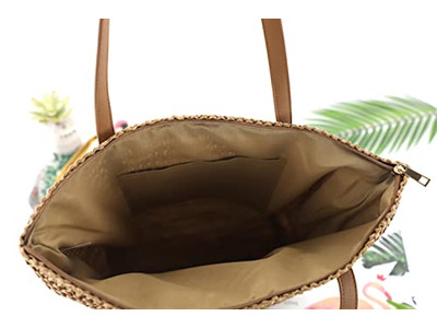 Einfache Strohtasche Trendy Weizenstroh Mädchen Handtasche Tragetasche Gefüttert Kinder Blumen Farbig