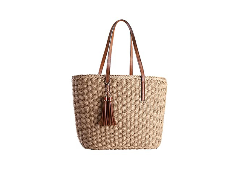 Lächeln Strohtasche Gurt 1 Moq Blank Braun Handwerk Grün Indien Druck Retro Frauen