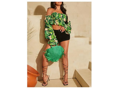 Bunte Strohtasche für Mädchen Telefon Frauen Verpackung Großhandel mit Spitze