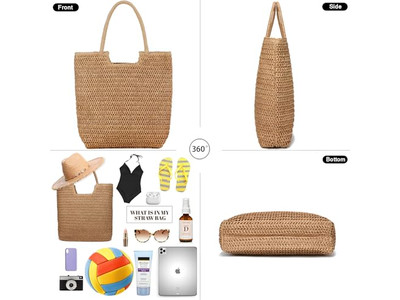 Strohtasche Griffe in Hand Quasten Vietnam Träger Elegantes Hut Set Halter Taschen