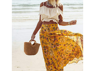 Strohtasche mit Leder Taschen Urlaub Strand Clutch Handtaschen