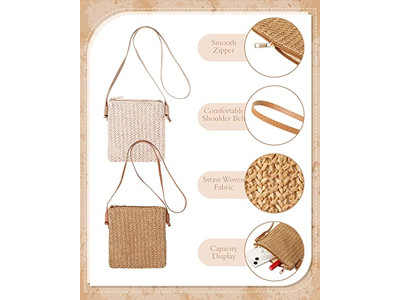 Stroh-Clutch-Klappentasche Rosa Kleine Taschen für Strohhalme Kordelzug Mode Jute