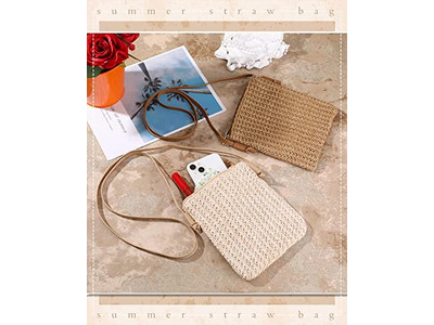 Stroh-Clutch-Klappentasche Rosa Kleine Taschen für Strohhalme Kordelzug Mode Jute