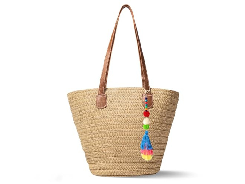 Strohhandtasche Damen Matte Strandtasche Tragetasche Jute Gewebtes Set