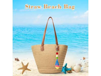 Strohhandtasche Damen Matte Strandtasche Tragetasche Jute Gewebtes Set