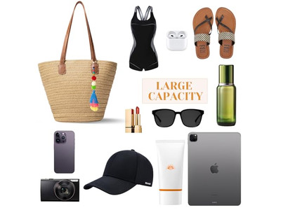 Strohhandtasche Damen Matte Strandtasche Tragetasche Jute Gewebtes Set